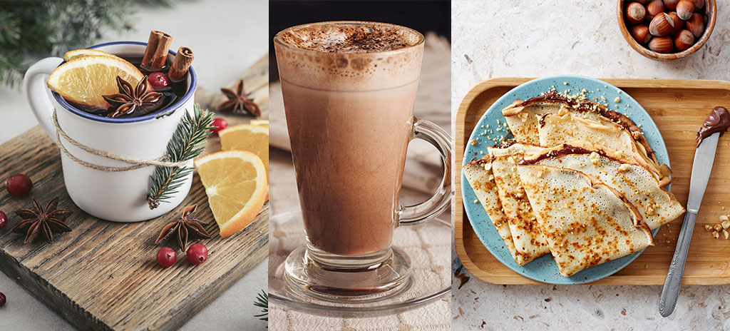 vin et chocolat chaud crêpes